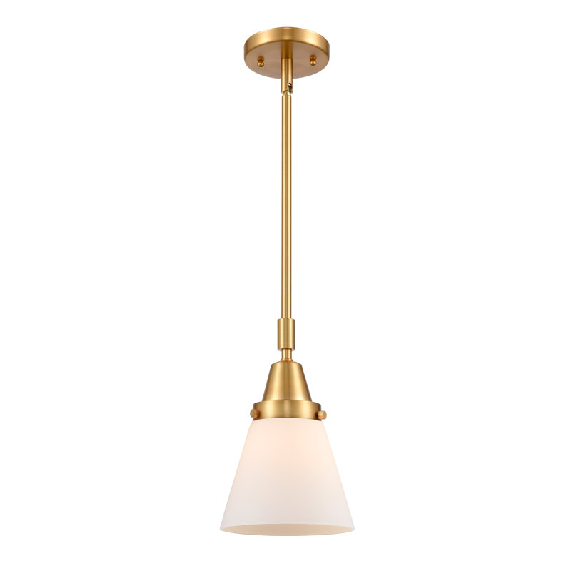 Luminaire suspendu conique 1 lumière Ashwath, Blanc mat, H 42,12 po x l 6 po x P 6 po, Or satiné