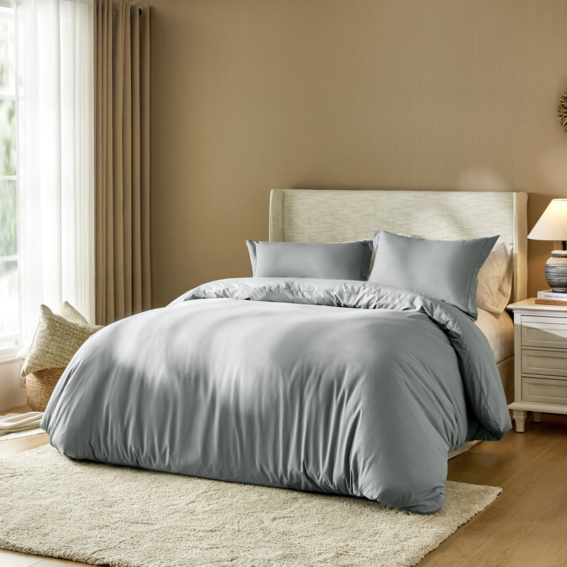 Duvet Cover Set Polyester Duvet Cover & Pillowcases, Full Duvet Cover + 2 Standard Shams, White