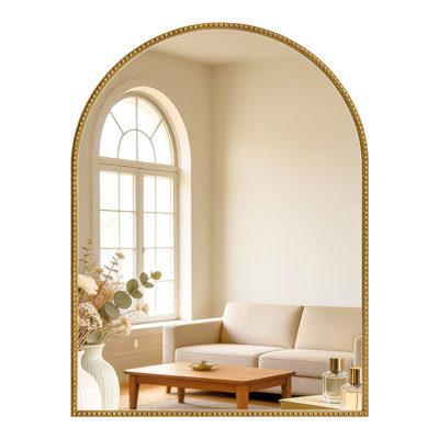 Miroir mural à cadre perlé, miroir décoratif transparent haute définition résistant aux chocs pour salle de bain chambre à coucher salon