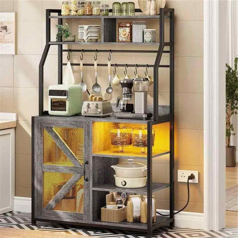 Williston Bakers Rack with Power Outlet and LED Light, 31.5 Inch