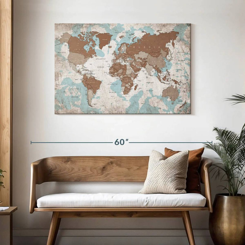 Keiri Geographic World Map VI, 30" H x 45" W