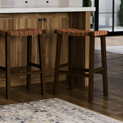 Maven Lane Noah Backless Stool Upholstered with Faux Leather