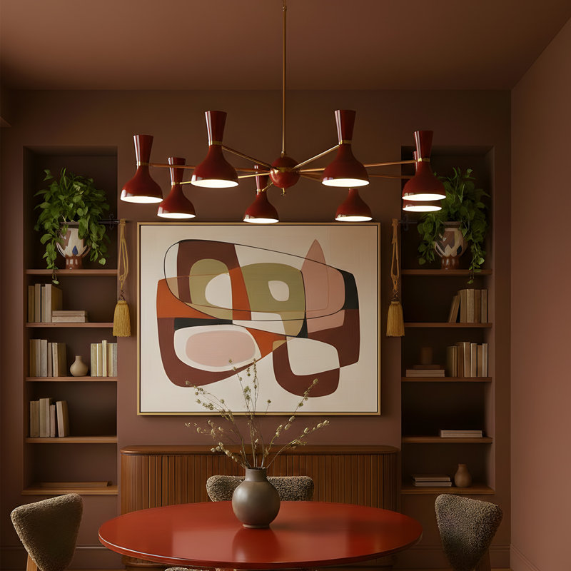 Lustre Clare Light, Laiton moderne, H 56,25 po x l 57 po x P 15 po, Rouge rubis