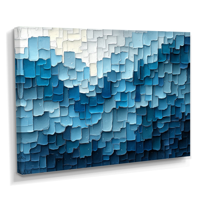 Denham Drip Paint of Blue Cubic Matrix V - Art mural peinture goutte à goutte, H 30 po x l 40 po, Toile tendue