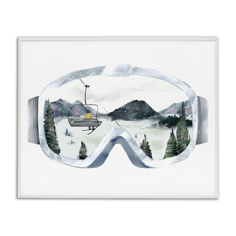 «Ski Mountain Reflection In Sports Goggles Winter Forest», art mural surdimensionné par Ziwei Li, H 16 po x l 20 po