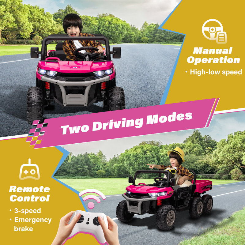 Pink 24V Kids Ride-On Truck with Remote Control and Electric Dump Bed