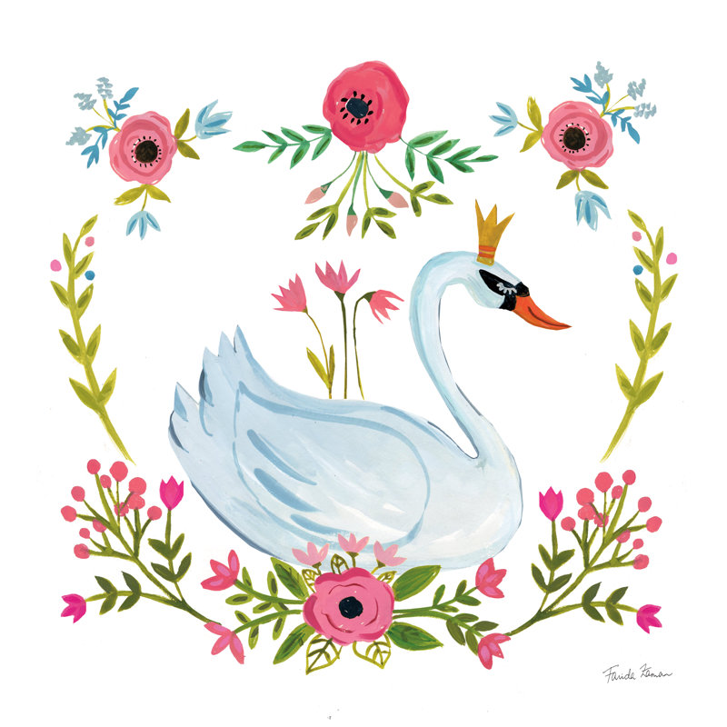 Swan Love I V2, H 12 po x l 12 po, Cadre doré simple, Non