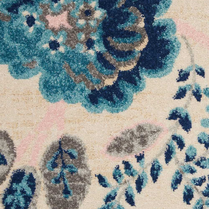 Tapis ivoire / bleu clair Leeming, Rectangle 2 pi x 4 pi