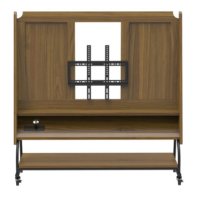 32 - 50" Tv Stand With Mount, Rolling Cart 360 Swivel , 3 Tier Storage Spaces, Smart Power Outlet, And Hidden Projector Screen, Material, Bedroom Entertainment Setup Locking Compartments, Pull Down