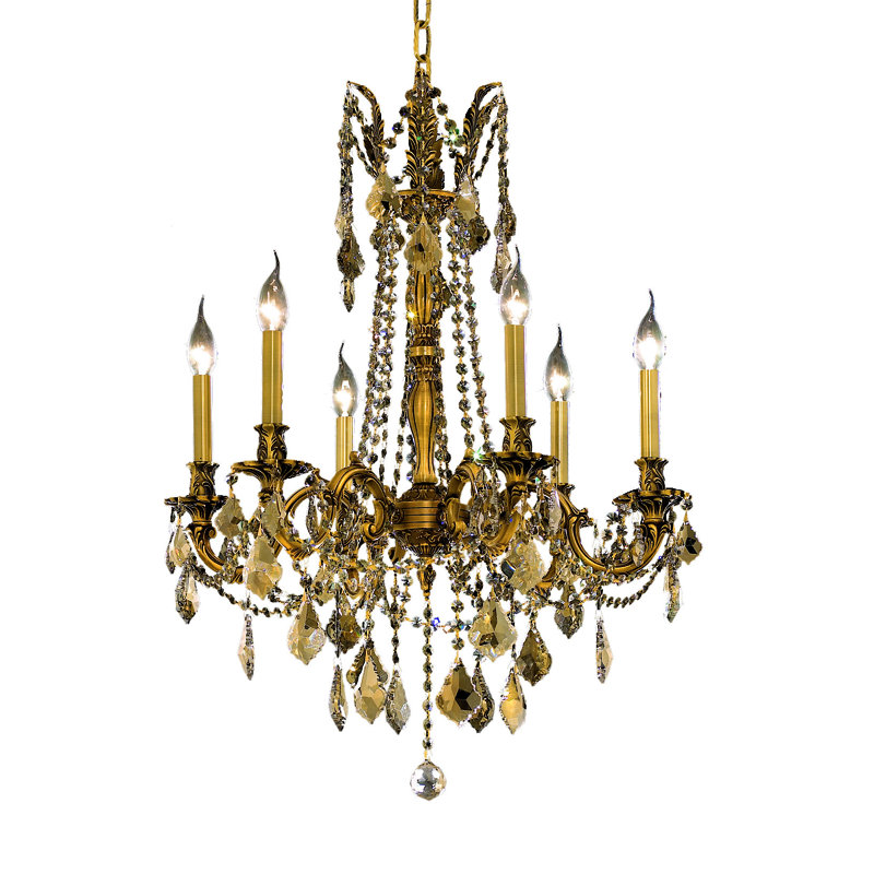 Ashmin Crystal Dimmable Classic / Traditional Chandelier, French Gold/Golden Teak (Smoky)/Royal Cut