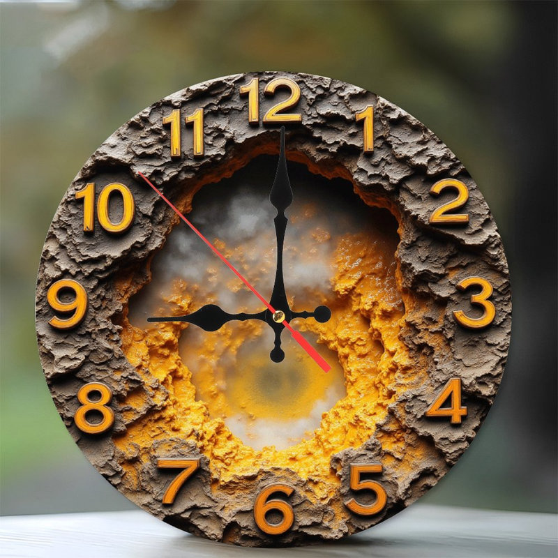 Unique Volcanic Rock Wall Clock  Geothermal Hot Spring Design