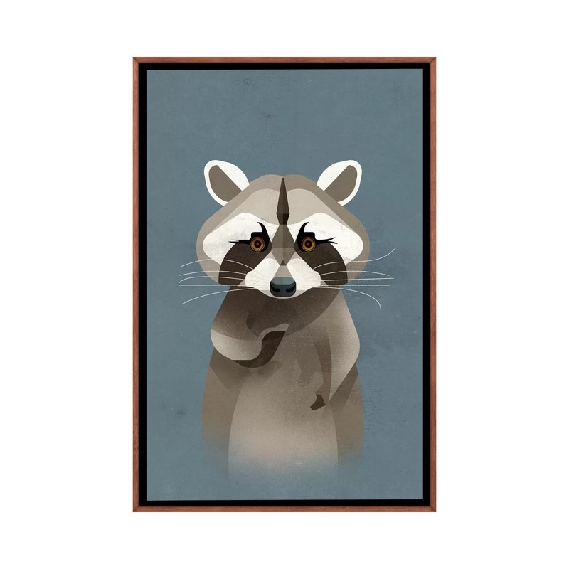 Racoon by Dieter Braun - Print on Canvas, 152.5 cm H x 101.5 cm W, Classic Brown Wood Framed
