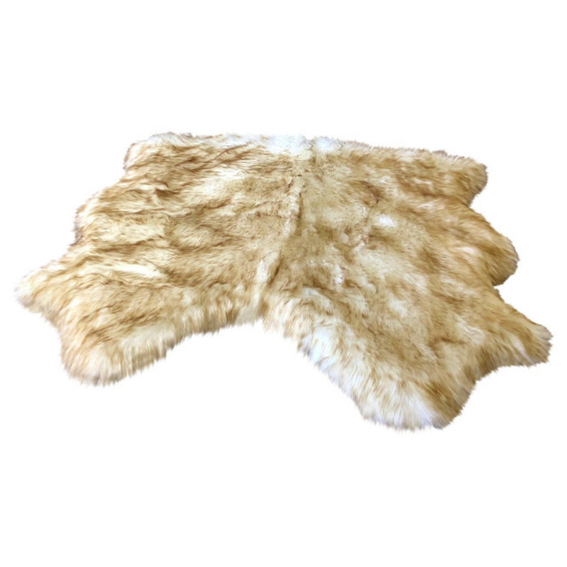 Tapis beige en peau de mouton à poil long fabriqué à la main Wick St Lawrence, Fantaisie 3 pi x 3 pi 6 po
