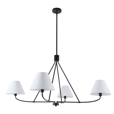 Lidia 4-Light Dimmable 47.2’’ W Classic/ Traditional Fabric Dining Room Chandelier