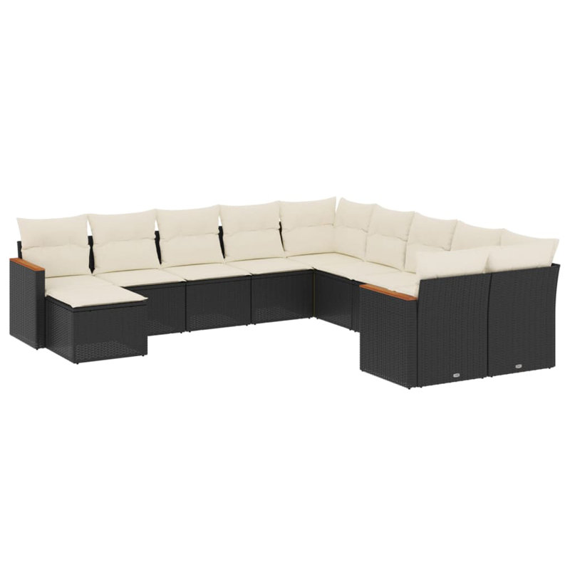 Grand canapé modulaire en rotin PE Vidaxl, Noir