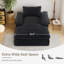 Chaise longue en velours côtelé, coussin et dossier amovibles, siège très large, aucun assemblage requis-1644375022