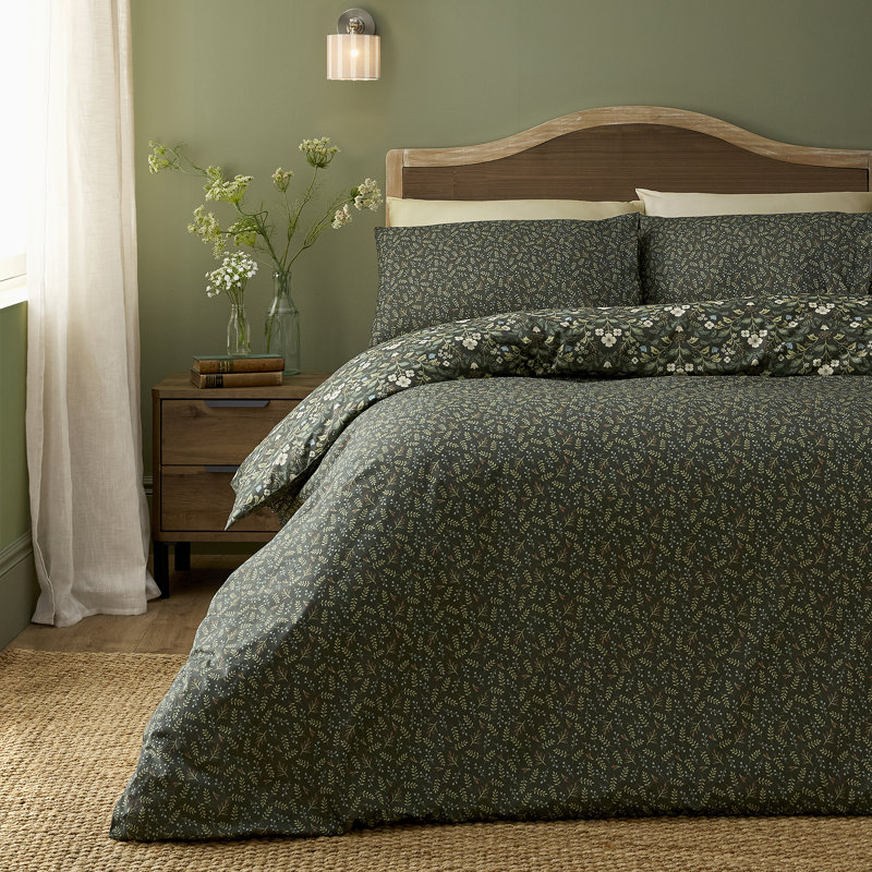Heritage Floral Cotton Blend Floral Duvet Cover Set, King Size Bed (230 x 220 cm)