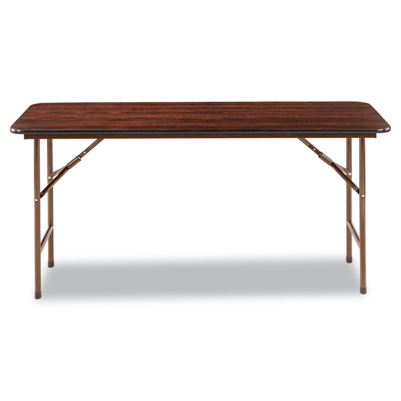 Alera Mahogany Rectangular Wood Folding Table with Steel Legs