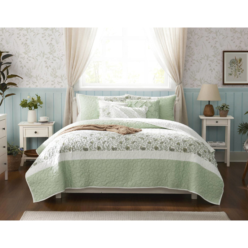 6 pièces courtepointe double / grand - coton sauge et option de literie douce 6 avec coussins décoratifs, chambre inspirée