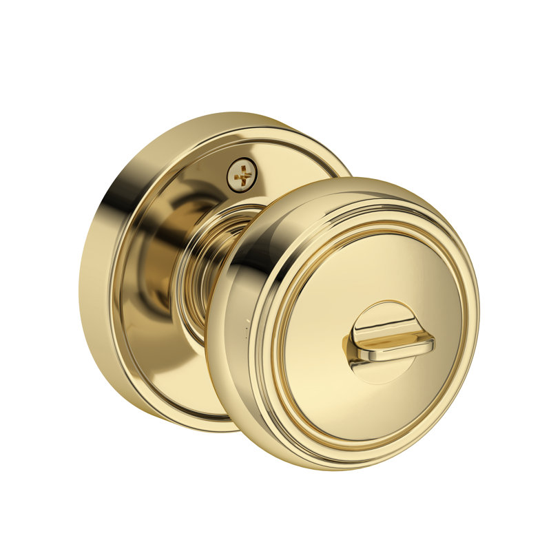 Bremerton Keyed Entry Knob with Recessed Round Rose in Matte Black, Unlacquered Brass