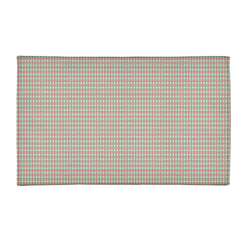 Tapis de zone rouge/vert fait main géométrique, Rectangle 3 pi x 5 pi