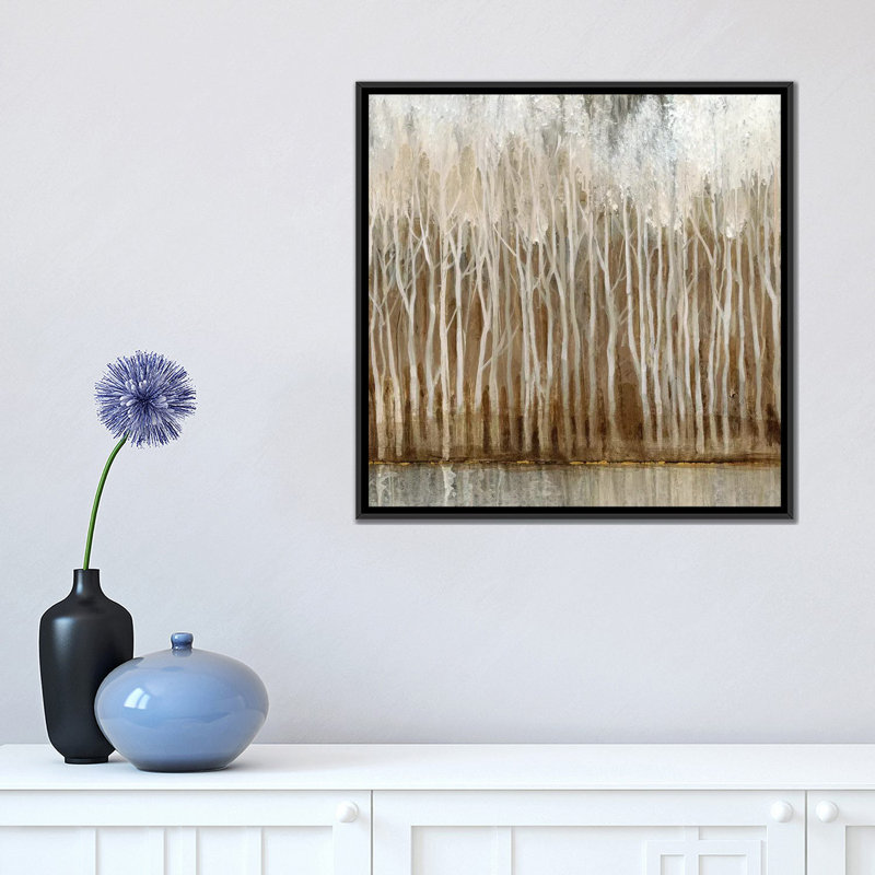 « whispering trees ii », impression sur toile, H 18 po x l 18 po x P 1,5 po, Toile avec cadre noir, Pas de tapis