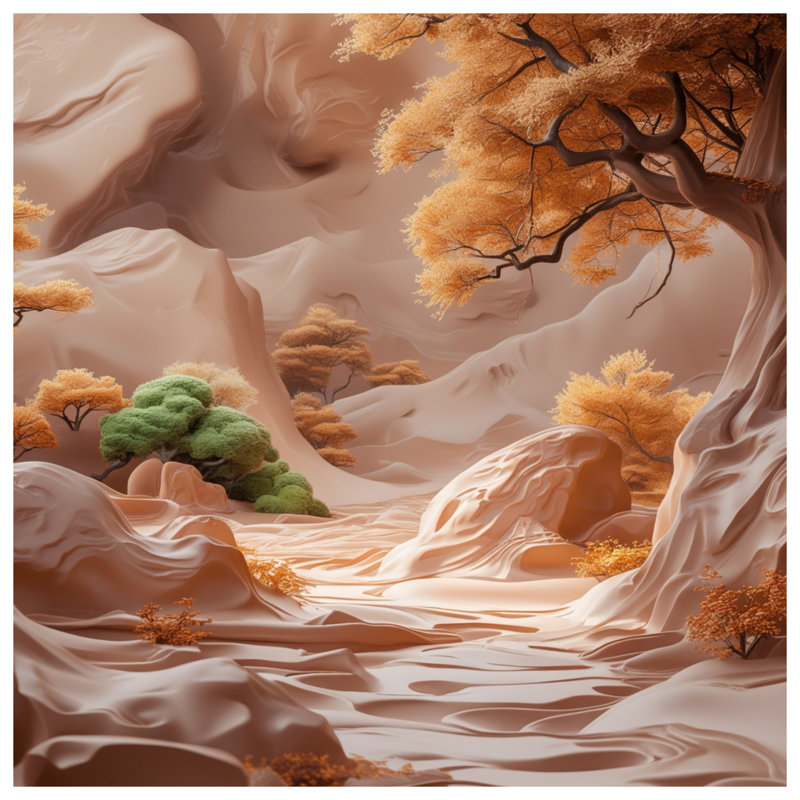 Rideau de douche surréaliste paysage d'automne très long, L 70 po x H 93 po