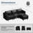 4-Piece 91.5'' Reversible Modern L-Shape Sectional Sofa With Storage Seat- Faux Leather Black-1194209220