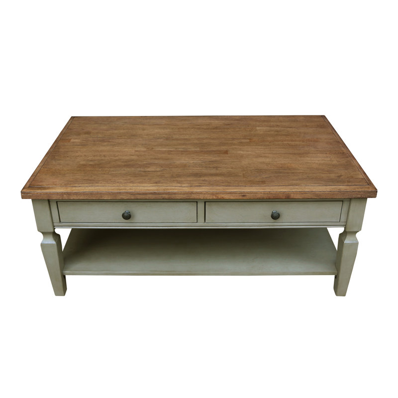 Briseno Solid Wood Single Coffee Table, Hickory/Stone
