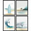 Planche de surf pastel, vague de baleine de plage, impression encadrée, 4 pièces-90691976-90691974