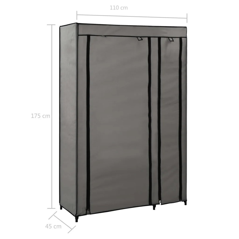 2 Door Wardrobe, Grey