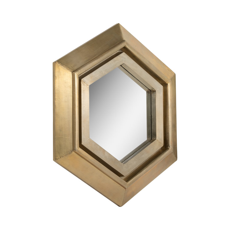 20x20" Warwin Silver Clad Hexagon Mirror, Gold