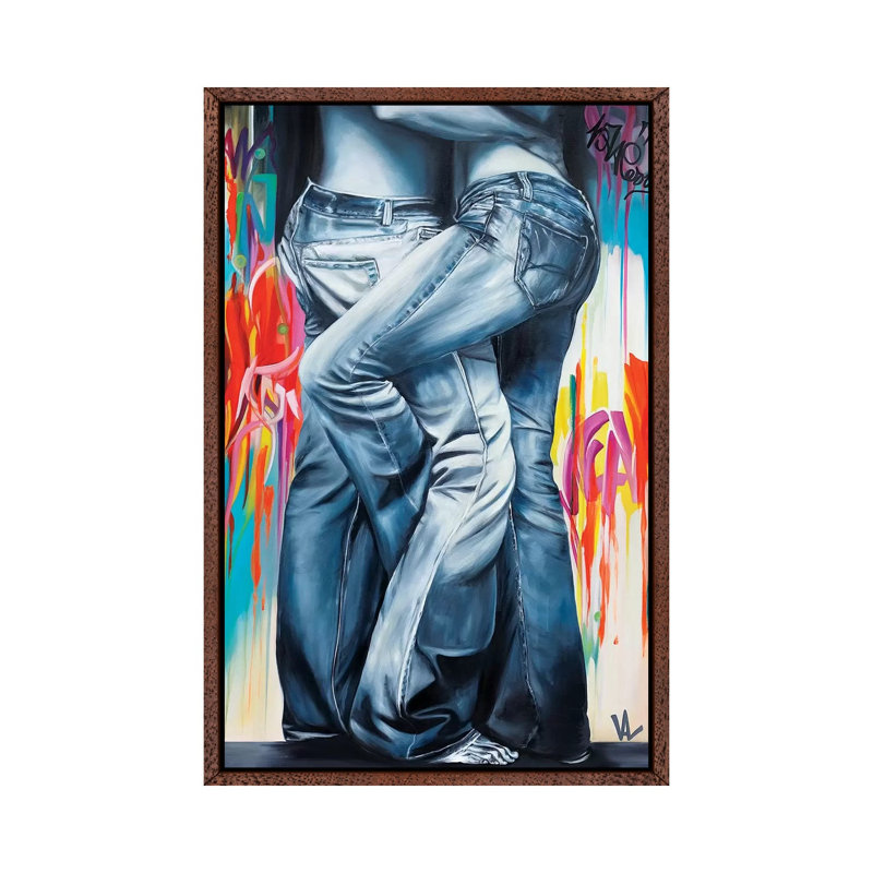 Flare...for Ever by Val Escoubet - Painting on Canvas, 66.04cm H x 45.72cm W x 3.81cm D, Classic Brown Wood Framed
