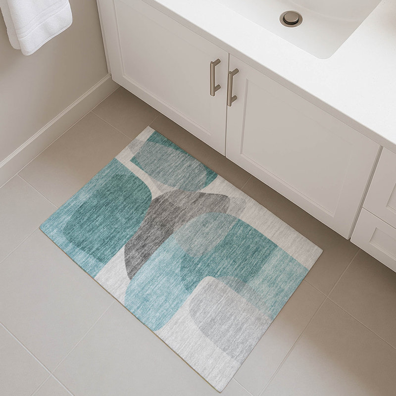 Tapis de qualité supérieure lavable à la machine Mayfield AMF2121, Sarcelle, 1 pi 8 po x 2 pi 6 po
