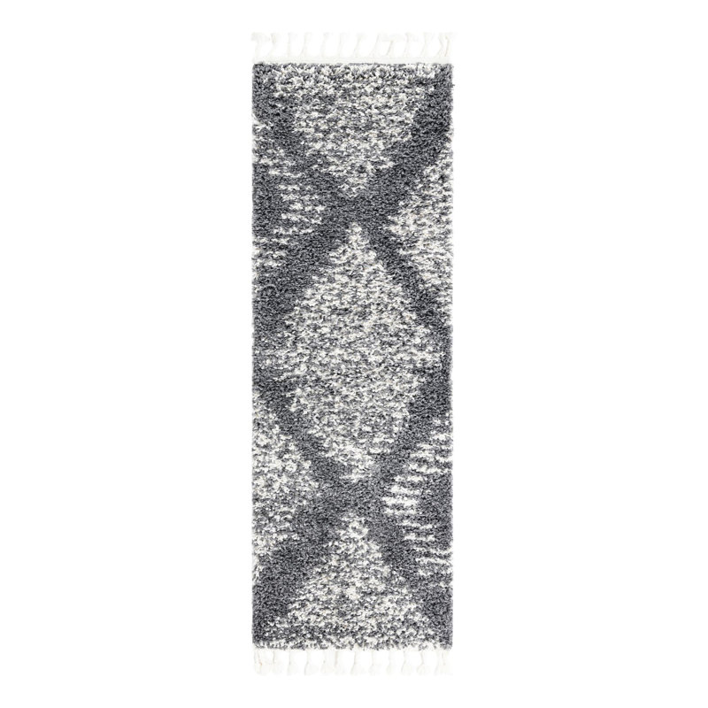 Tapis gris / blanc Irsad, Tapis de couloir 2 pi x 6 pi