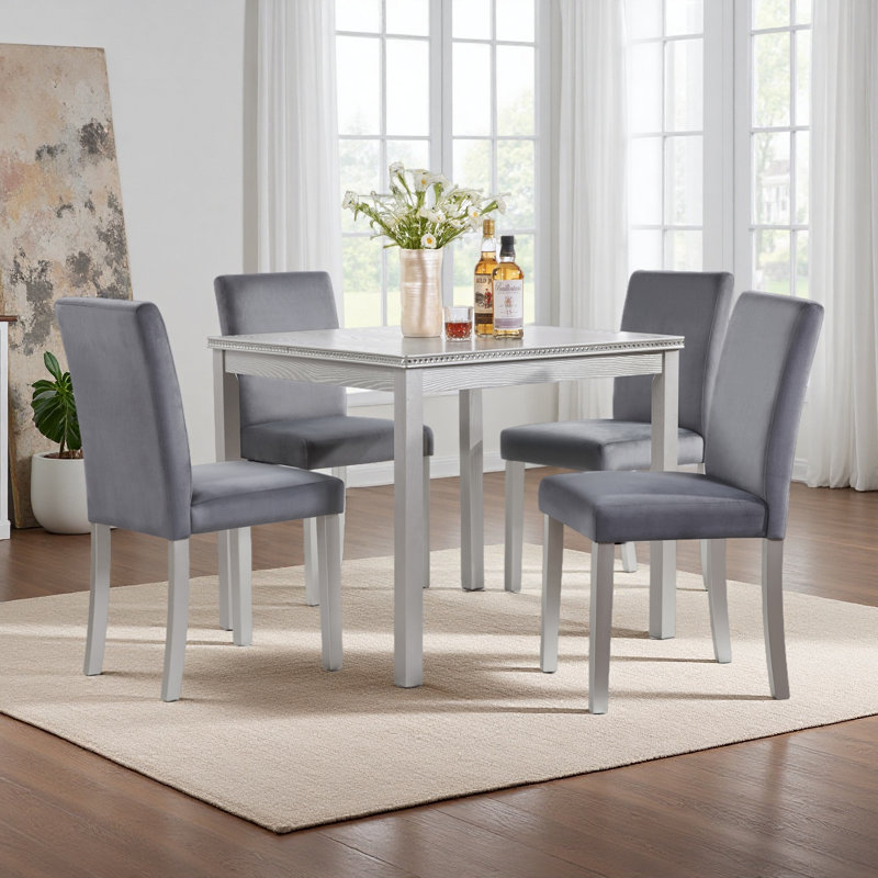 Ensemble de chaises de salle à manger pour 4 personnes, chaise de cuisine avec siège rembourré, chaise d'appoint pour salle à manger