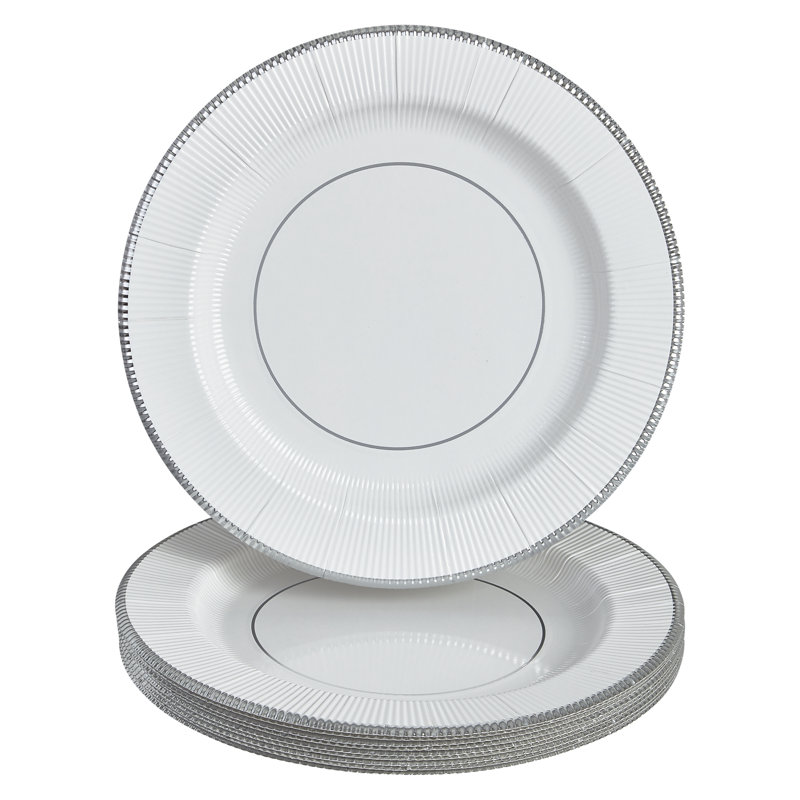 Assiette à dîner jetable en papier Basic, Argent