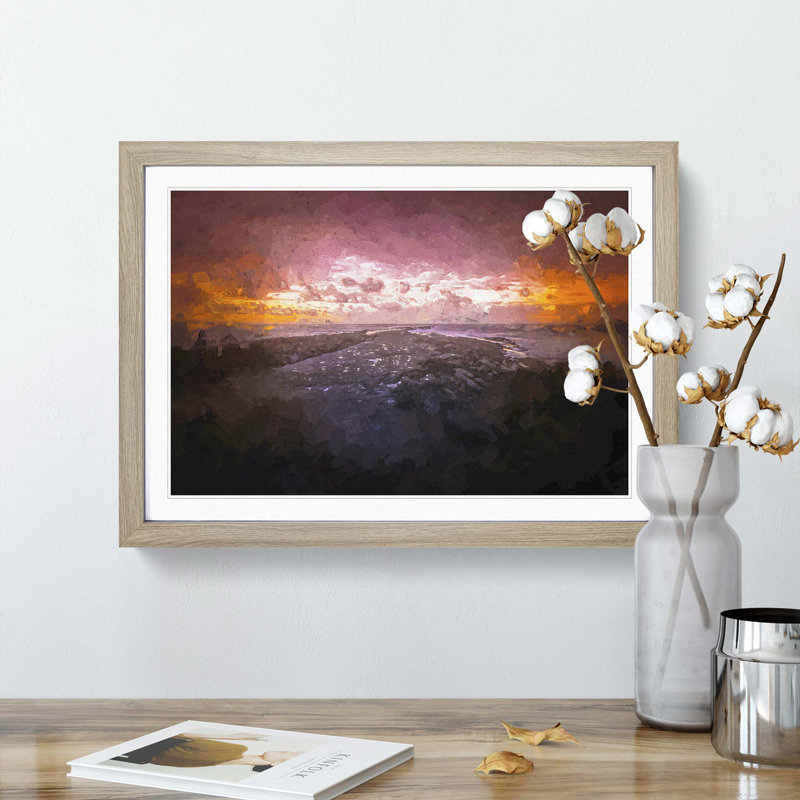 Filey Brigg in North Yorkshire - Picture Frame Graphic Art Print on MDF, Oak, 50cm H x 76cm W x 2cm D