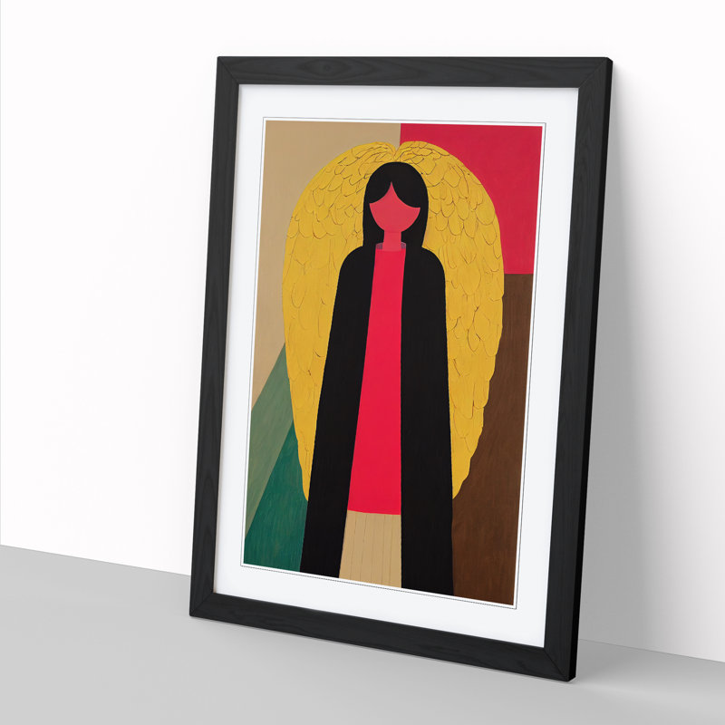 FRM-V0523-91X Angel - Single Picture Frame Print, 64cm H x 46cm W x 2cm D, Walnut Framed