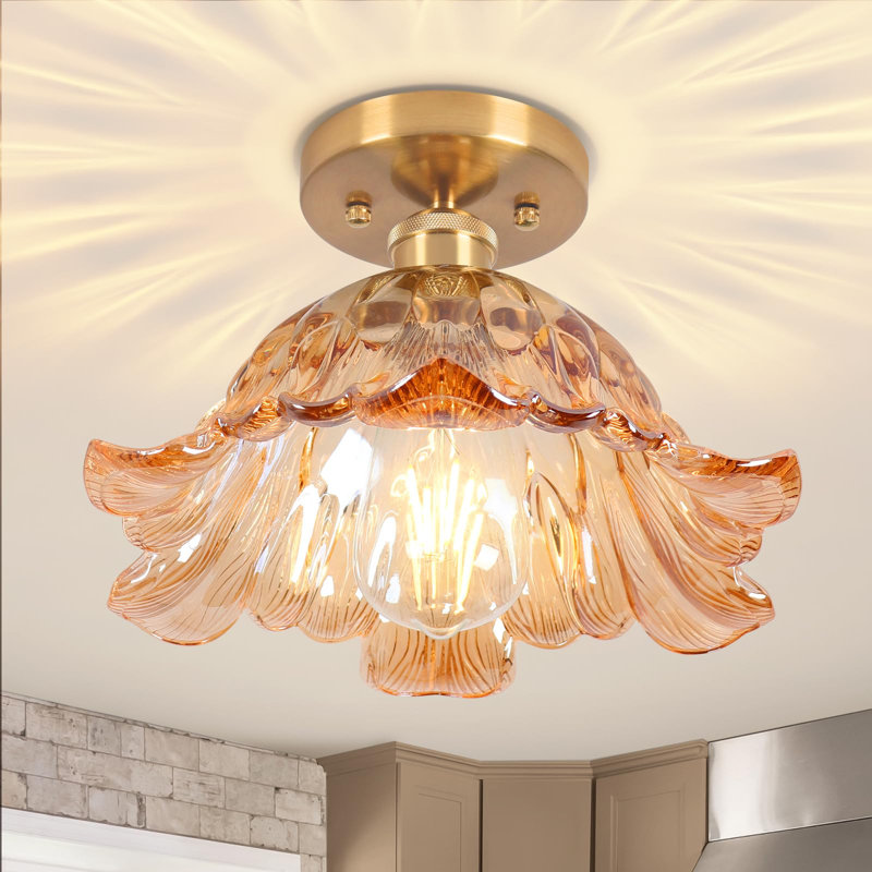 Semi Flush Mount Ceiling Light,Hallway Vintage Lights E26 Fixture Ceiling Green 11" Vintage Light Fixtures For Closet Hallway Kitchen Dining Room