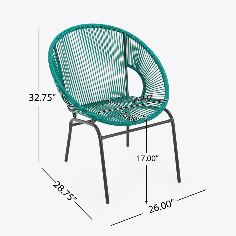 Chaise d'extérieur en osier, ensemble de 2, Sarcelle