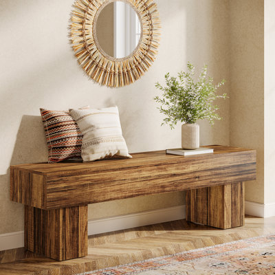 Banc d'intérieur en bois de 63 pouces de style campagnard pour entrée, chambre à coucher
