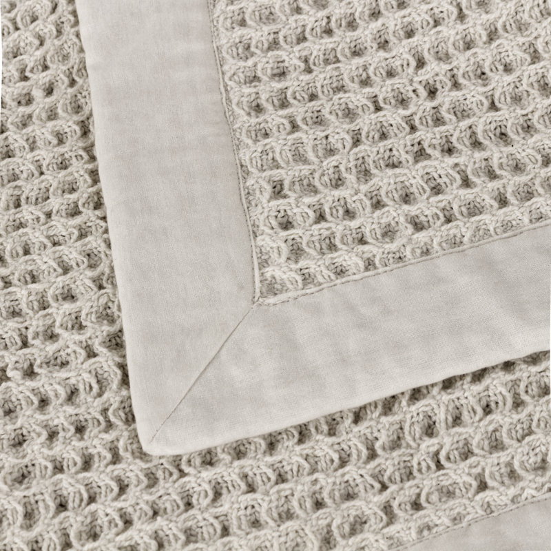 Canopy Waffle Throw Blanket, Stone/Natural