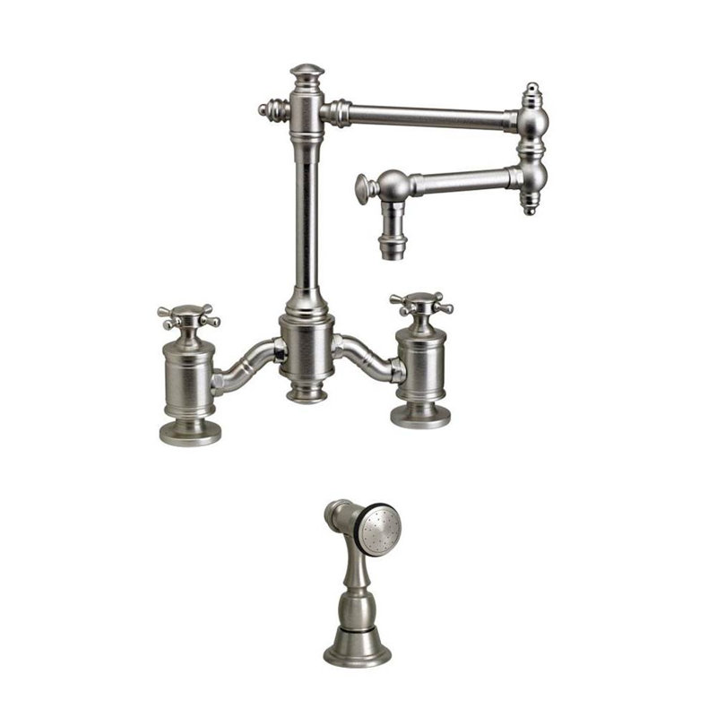 Towson Bridge Faucet - 12" Articulated Spout, Satin Chrome