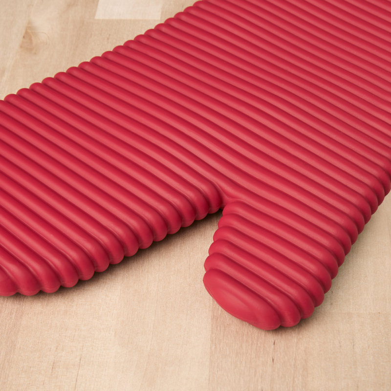 KitchenAid Ribbed Soft Silicone Oven Mitt, Red