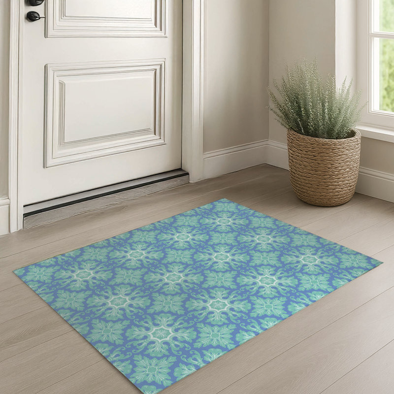 Paillasson Damask, Bleu, L 60 po x L 84 po
