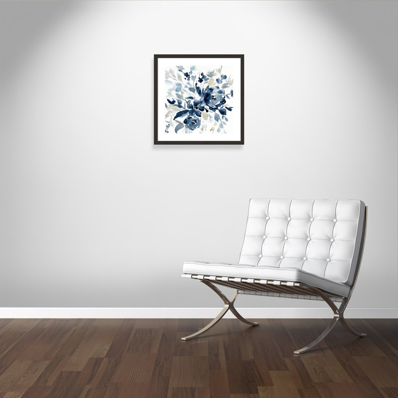 Indigo Garden I - peinture encadrée, Papier encadré espresso foncé, H 24 po x l 24 po x P 2 po