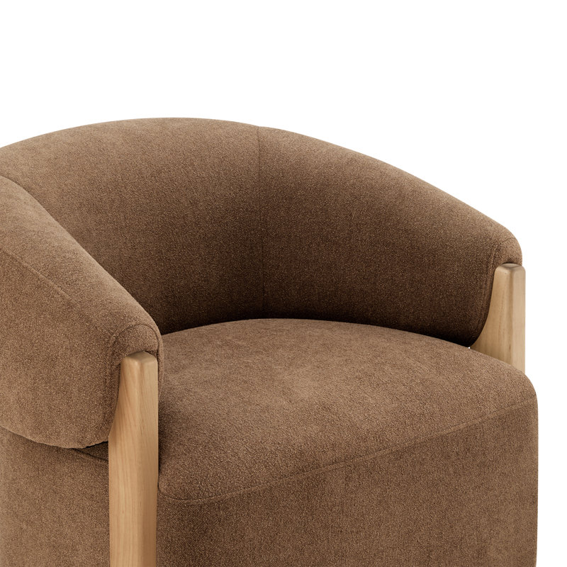 Fauteuil d'appoint pivotant rembourré Denice Longfield, Lin brun