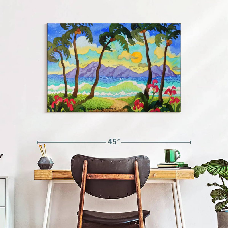 Gillard, palmiers tropicaux, H 26 po x l 39 po