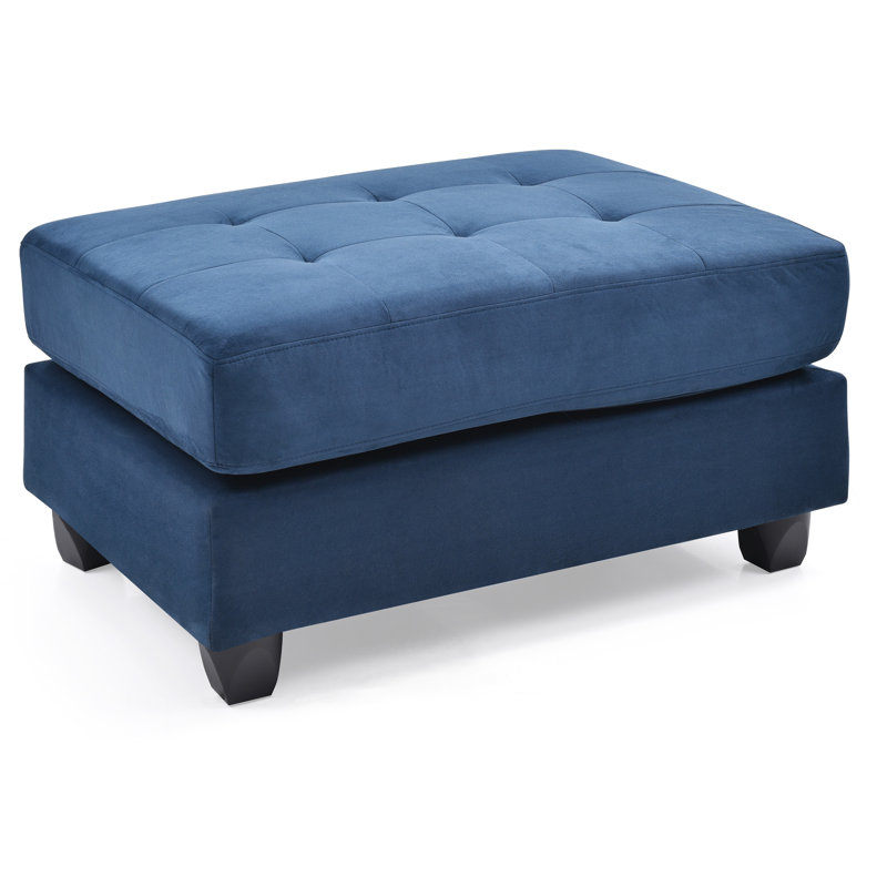 Repose-pieds élégant bleu marine contemporain, Microfibre / microsuède - bleu marine